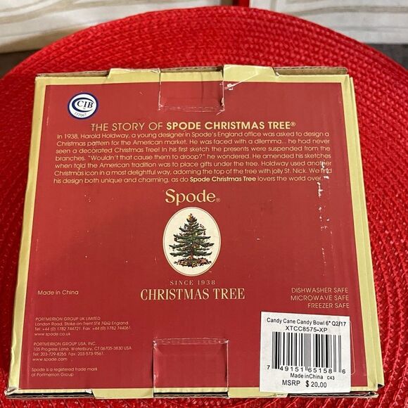 Spode Christmas Tree Candy Cane Candy Bowl NWT - Picture 10 of 10
